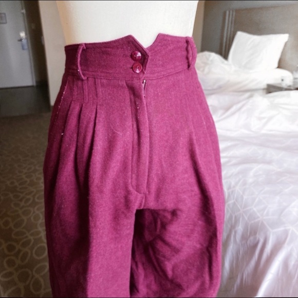 Vintage Pants - Vintage Wool Super High Waist Trousers